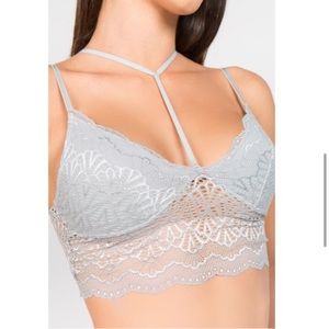 Anemone Longline Lace Bralette in Light pink